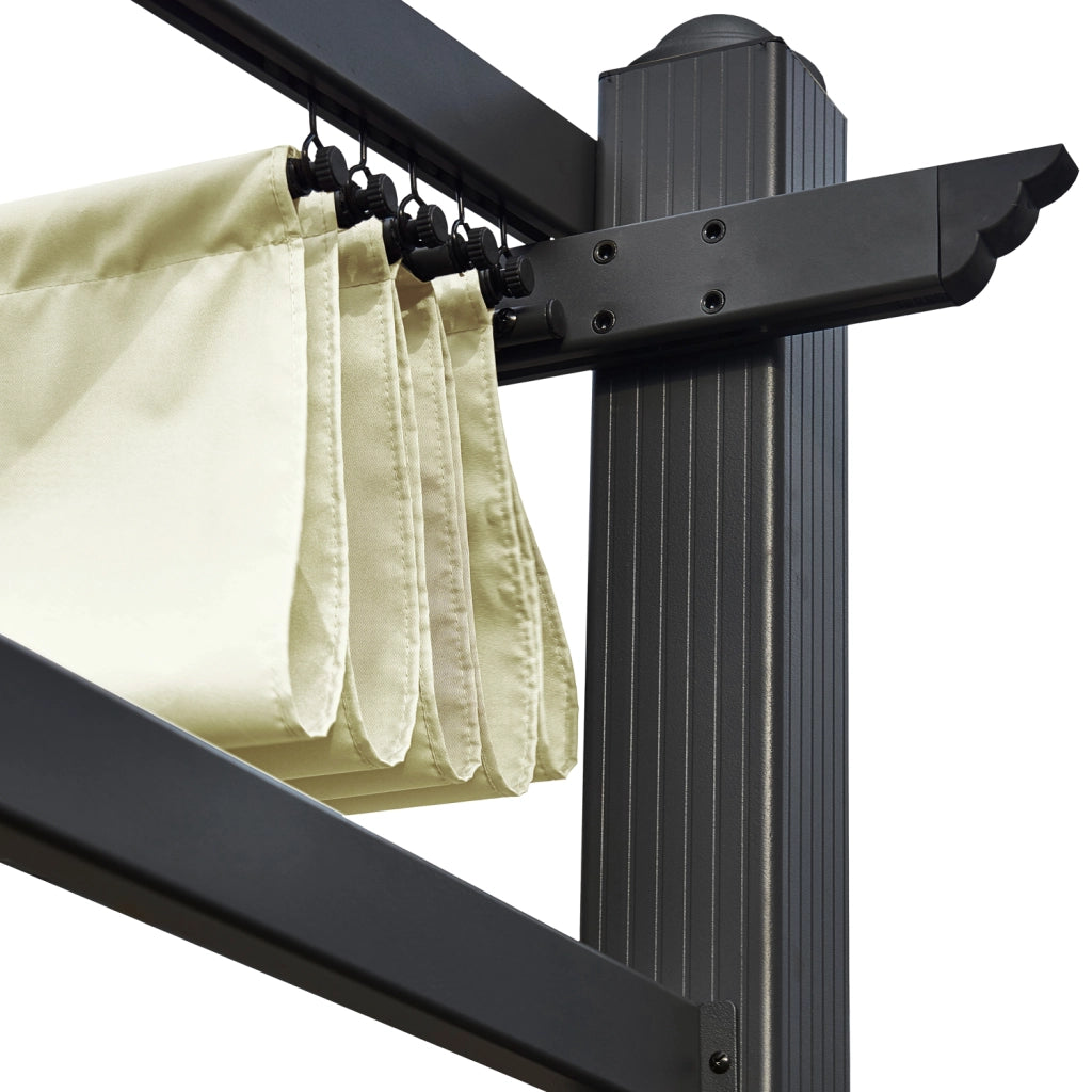 Pergola a parete 3 × 4 m FRÉJUS beige - struttura in alluminio