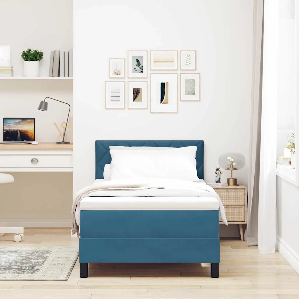 Letto a Sorgente LED con led Blu Scuro 100 x 200 cm Velluto 3342702