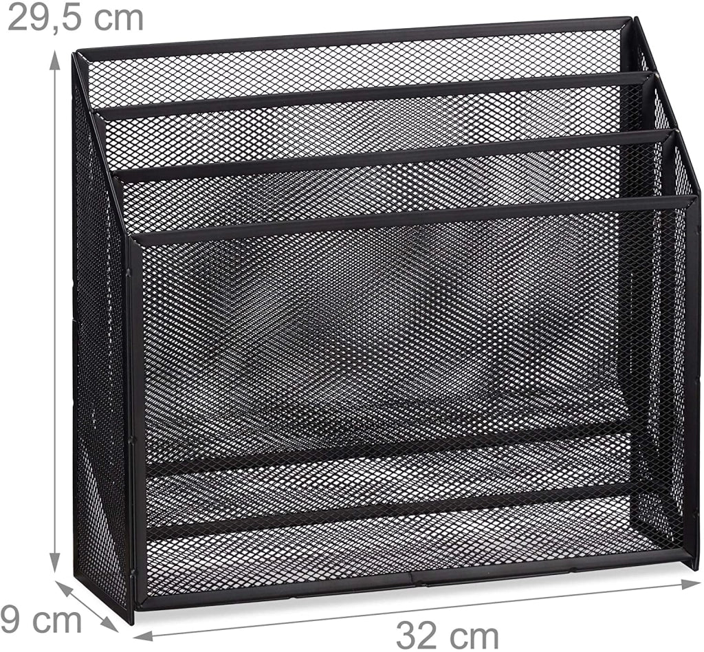 Organizzatore per documenti da ufficio a 3 scomparti in metallo nero 13_0002385