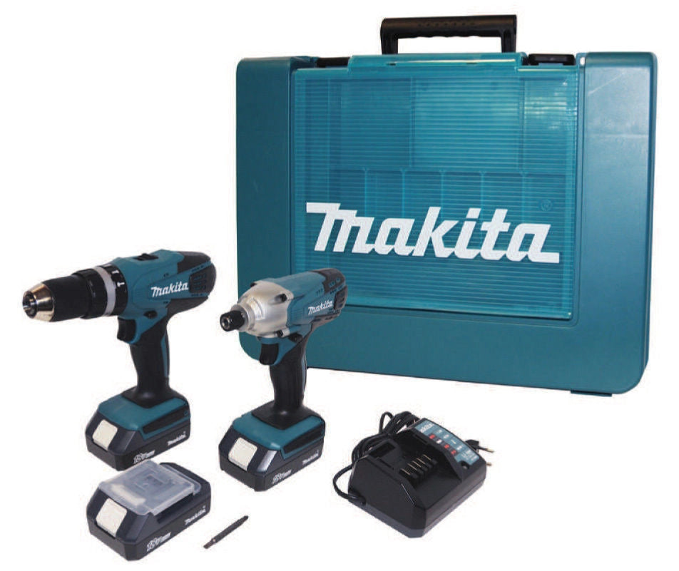 Kit Trapano avvitatore c/percussione+Avvitatore impulsi 18V Litio Makita DK18015