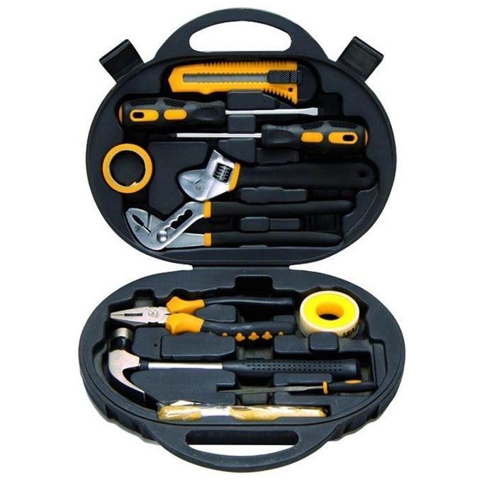 Vigor 3648005 Set Utensili Valigetta 12 Pezzi con Cacciavite Pinza Martello Lima e Accessori colore Nero