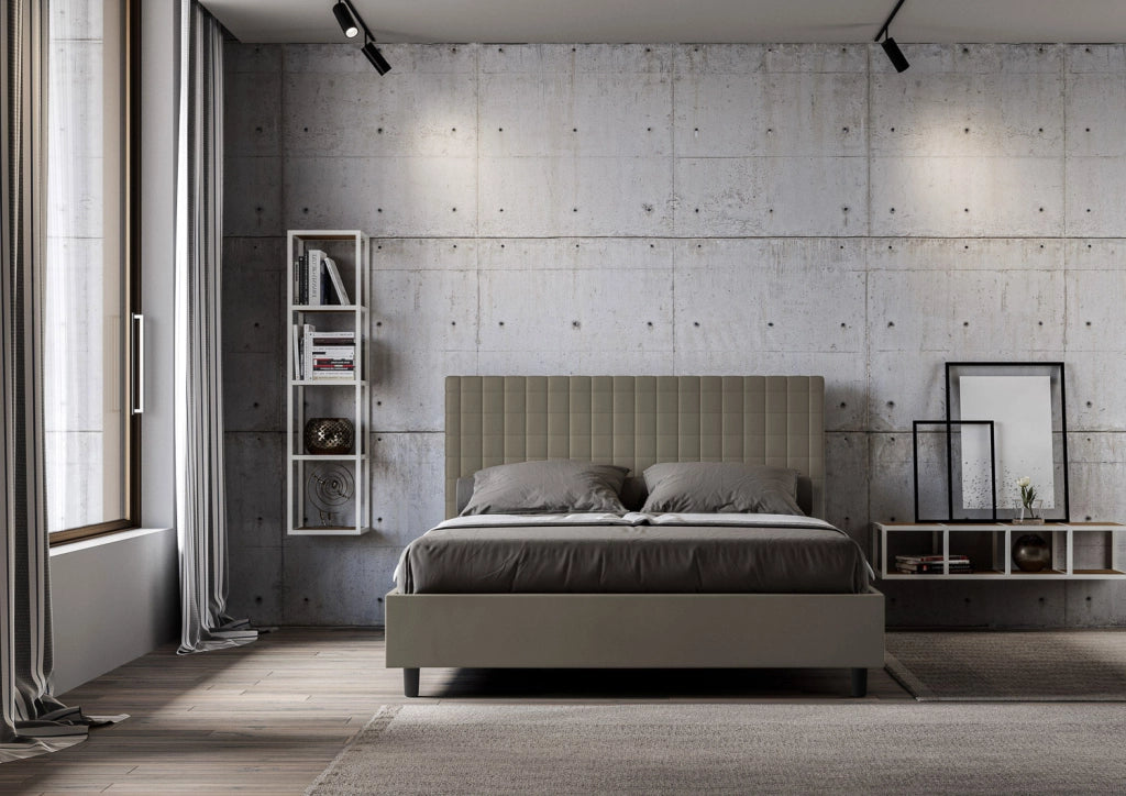BS COM Letto matrimoniale senza rete imbottito 160x190 similpelle cappuccino