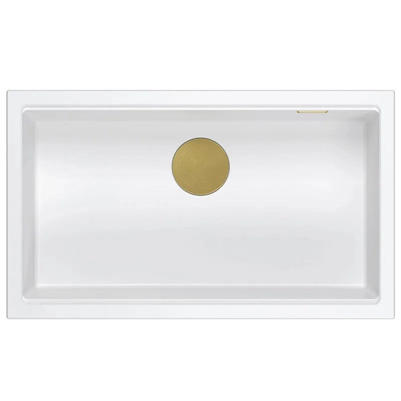 Lavello In Granito Logan 110 White Tappo rame spazzolato