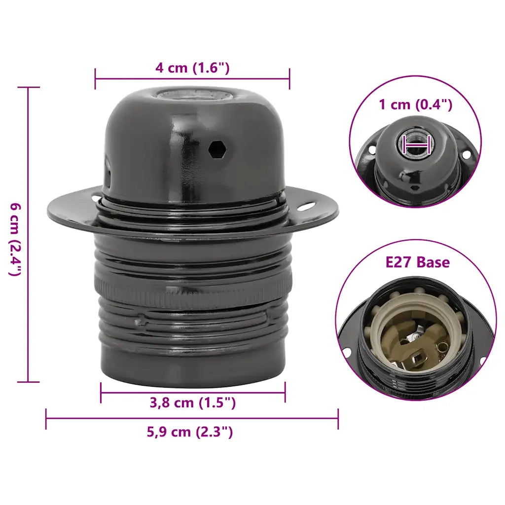 Portalampade 2 pz Nero Lucido E27