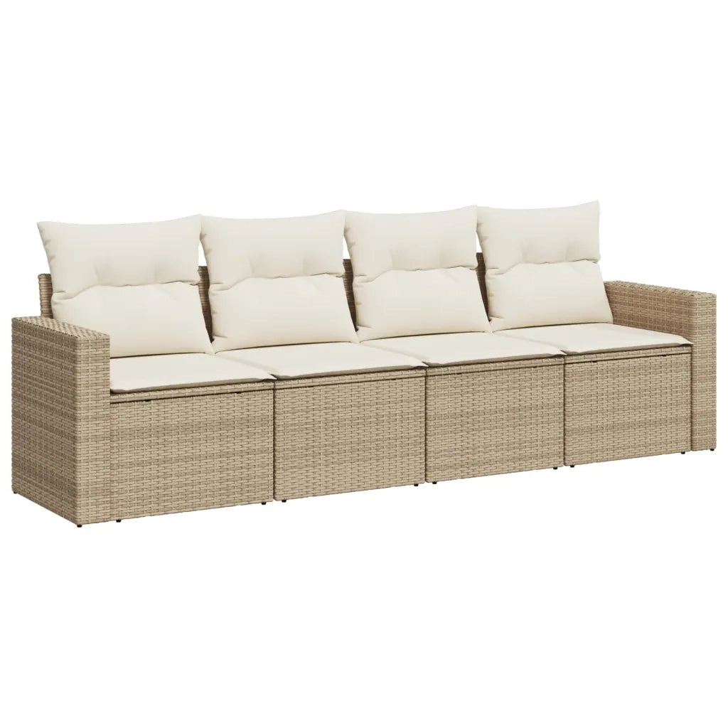 Set Divano da Giardino 4 pz con Cuscini Beige in Polyrattan 3218668