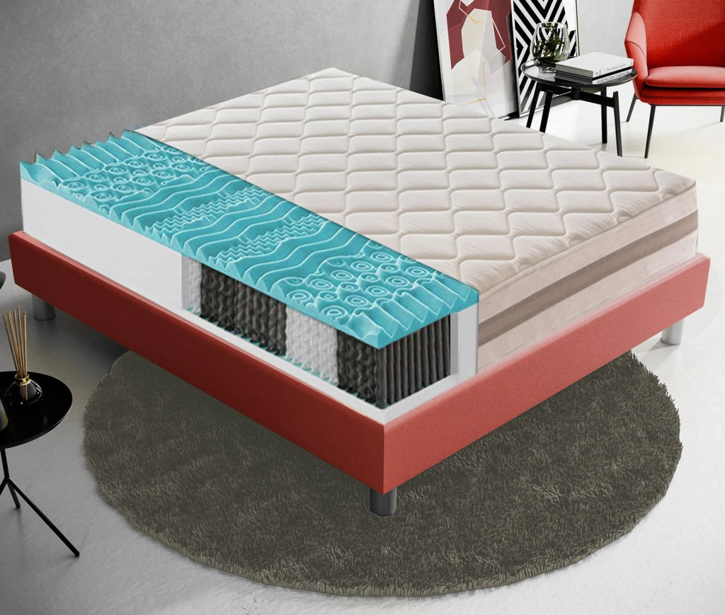 Materasso Matrimoniale 200x200 900 Molle insacchettate e memory foam 9 Zone differenziate Altezza 22 cm