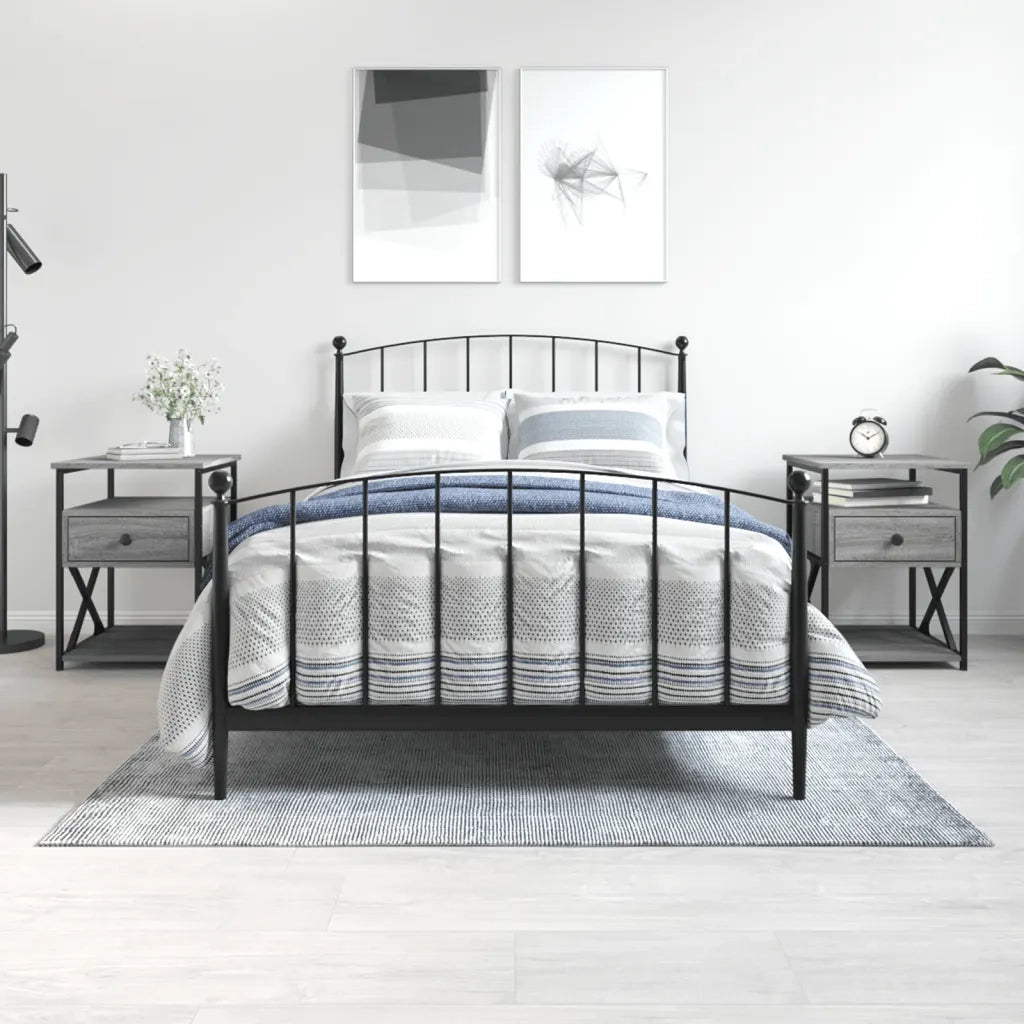 Set di 2 Comodini | Armadio da Notte | Mobiletto da notte Grigio Sonoma 40x42x55 cm in Legno Multistrato