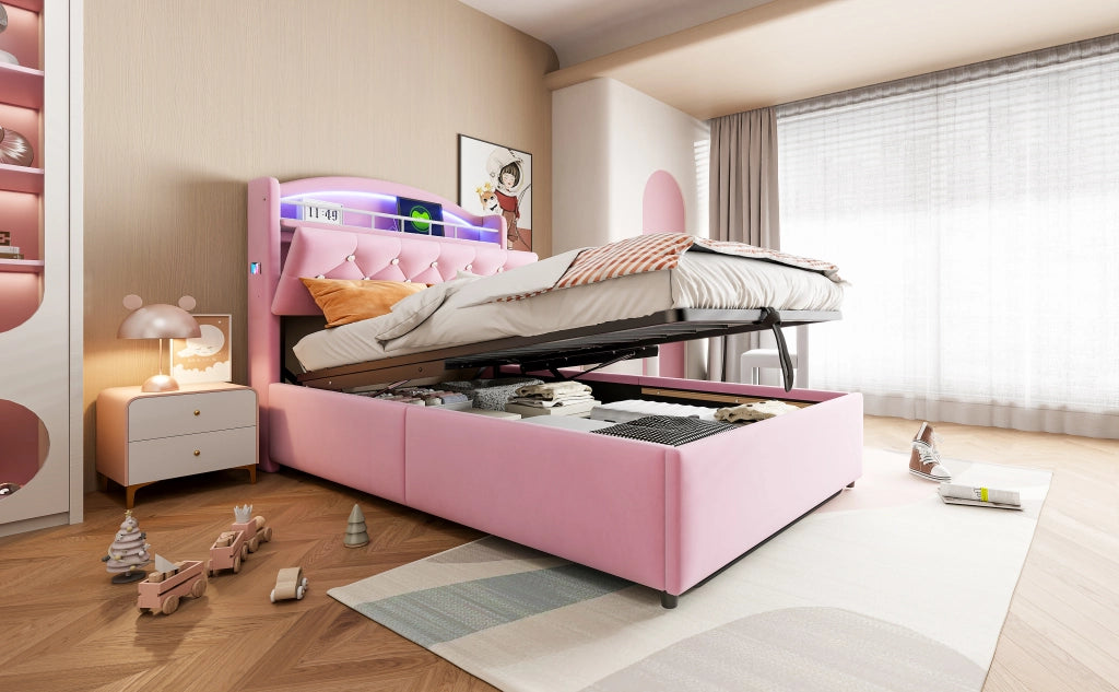 letto imbottito tessuto rosa 90 x 200 cm