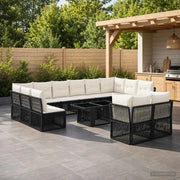 Set Divano da Giardino 13 pz Nero polyrattan 3436552