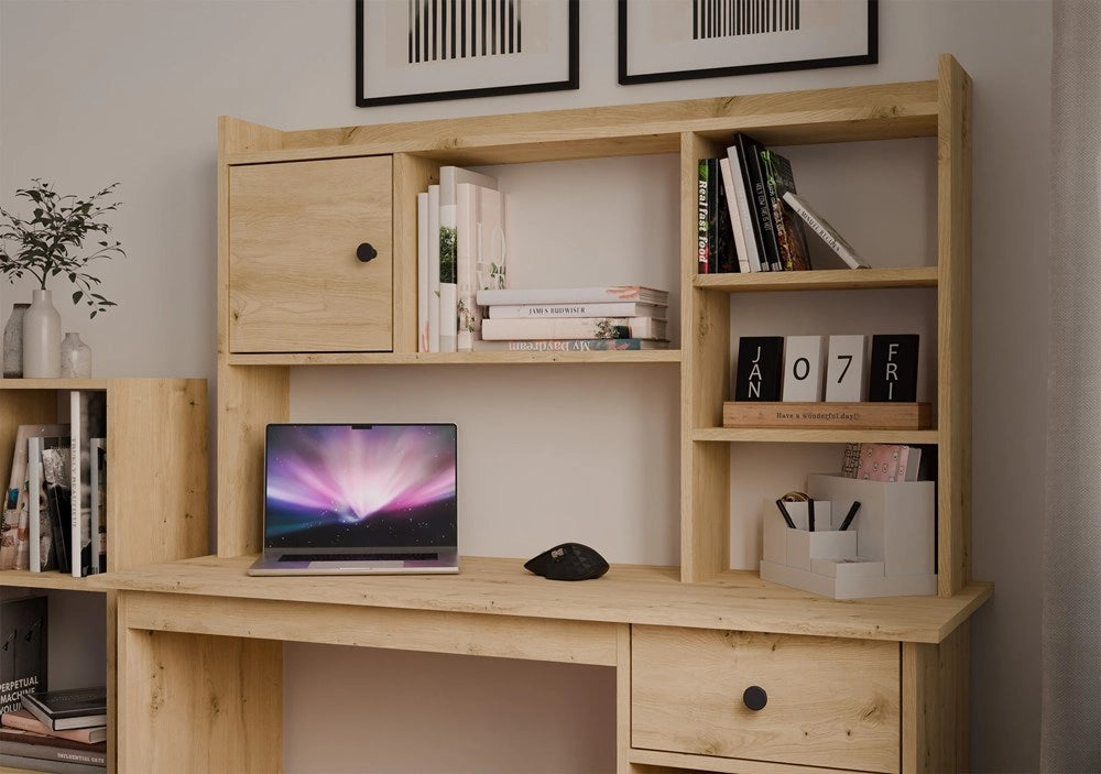 Alzata per biurka 120 cm rovere artisan 1 ante libreria per libri documenti