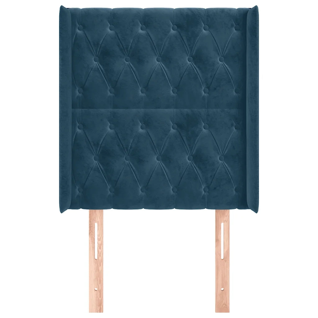 Testiera | Testata ad Orecchio Blu Scuro 83x16x118/128 cm in Velluto