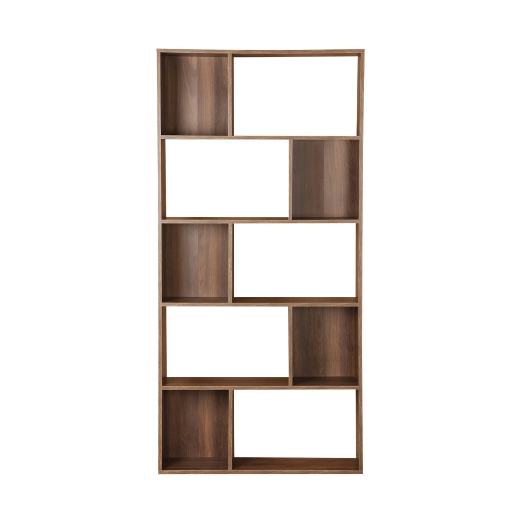 Libreria di design asimmetrica, legno scuro | sweeek