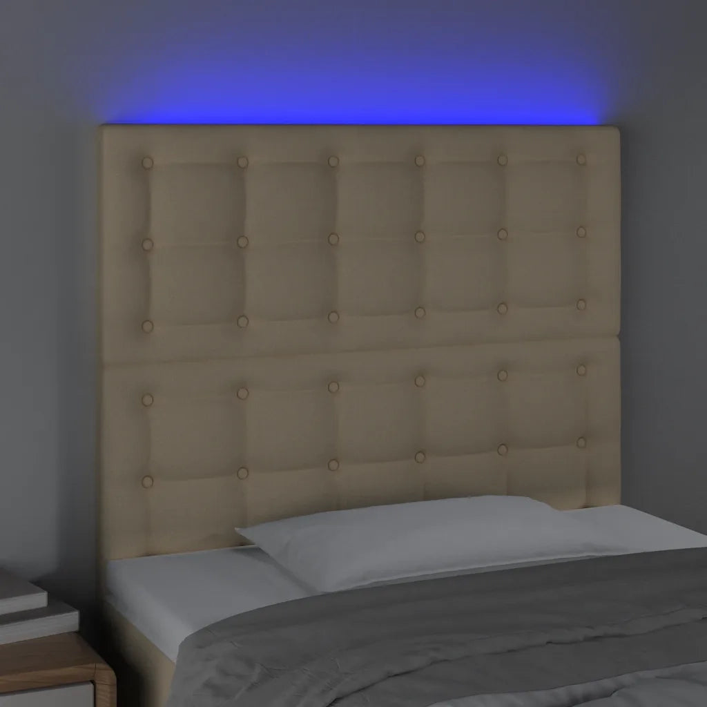 Testiera a LED-Testata con LED Crema 80x5x118/128 cm in Tessuto 780596