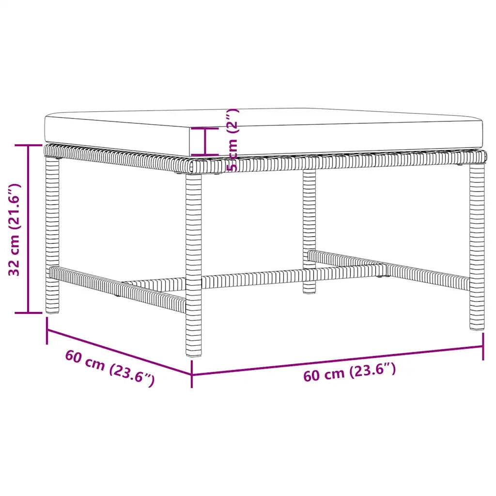 Set Divani da Giardino 3 pz con Cuscini in Polyrattan Nero 313514