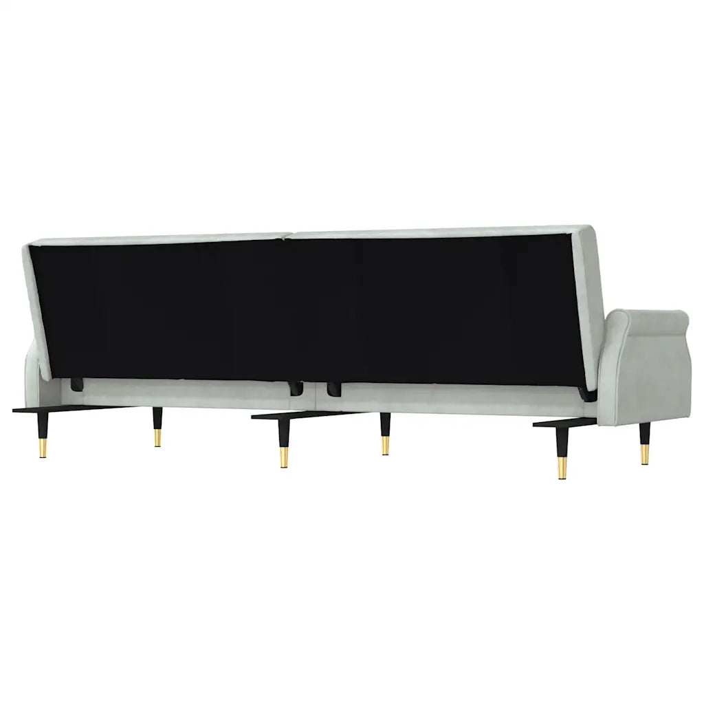 Divano letto | Sof¨¤ letto | Letto singolo con Cuscini Grigio Chiaro in Velluto