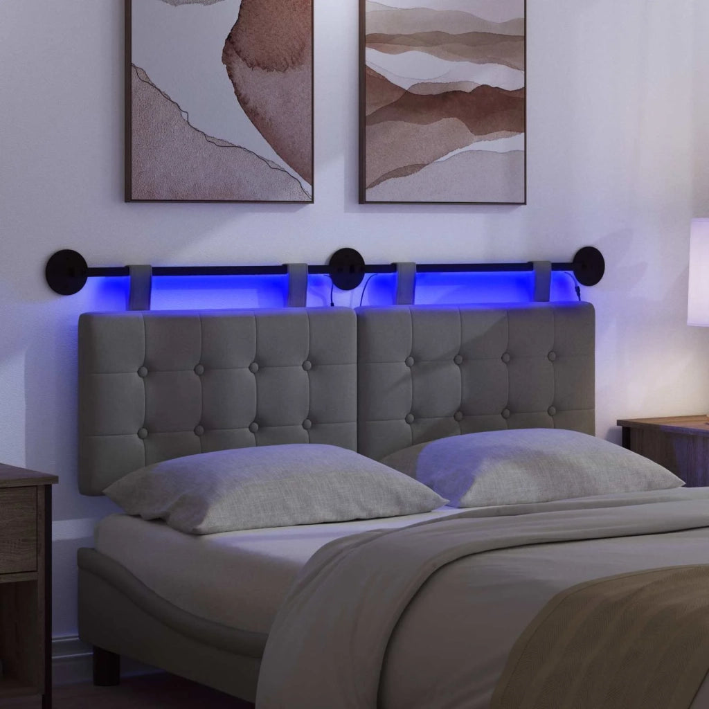 Testiera sospesa Con luce LED Grigio Scuro Tessuto 3424409