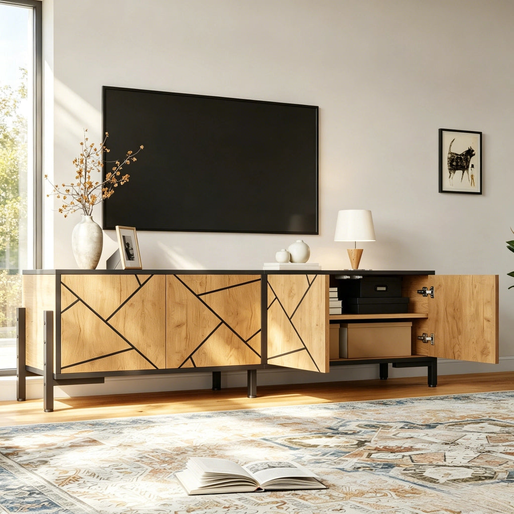 Cassettiera TV naturale in MDF lunghezza 153 cm