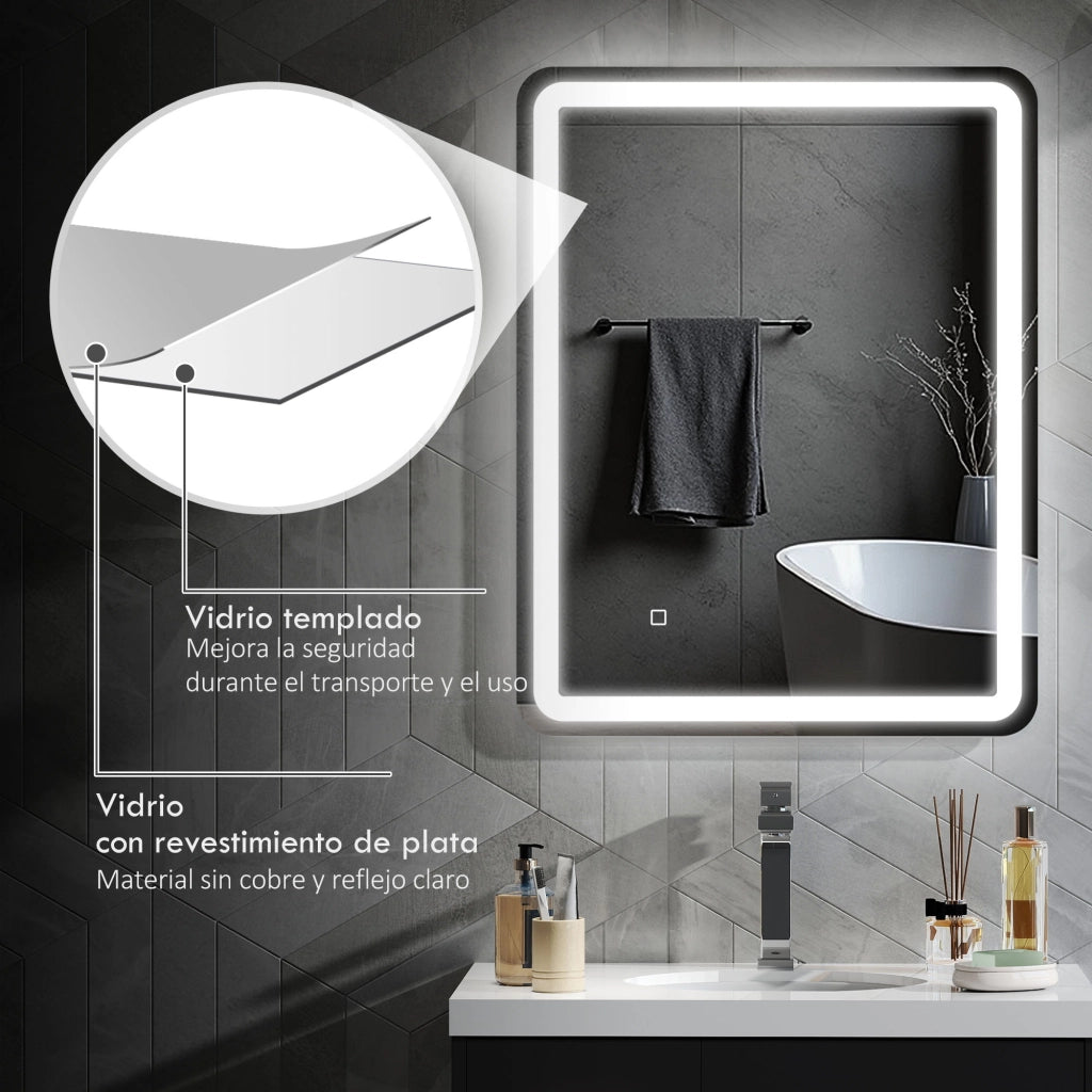 Specchio da Bagno con Luci LED ¨C zephmum ¨C Bianco 70x90 cm IP44