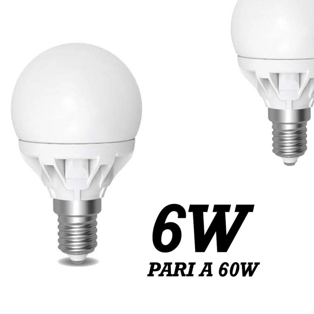 Trade Shop - Lampada Led 6w Watt E14 490 Lumen Bianco Caldo 3000°k Sfera Globo Opaca - -bianco Caldo      -