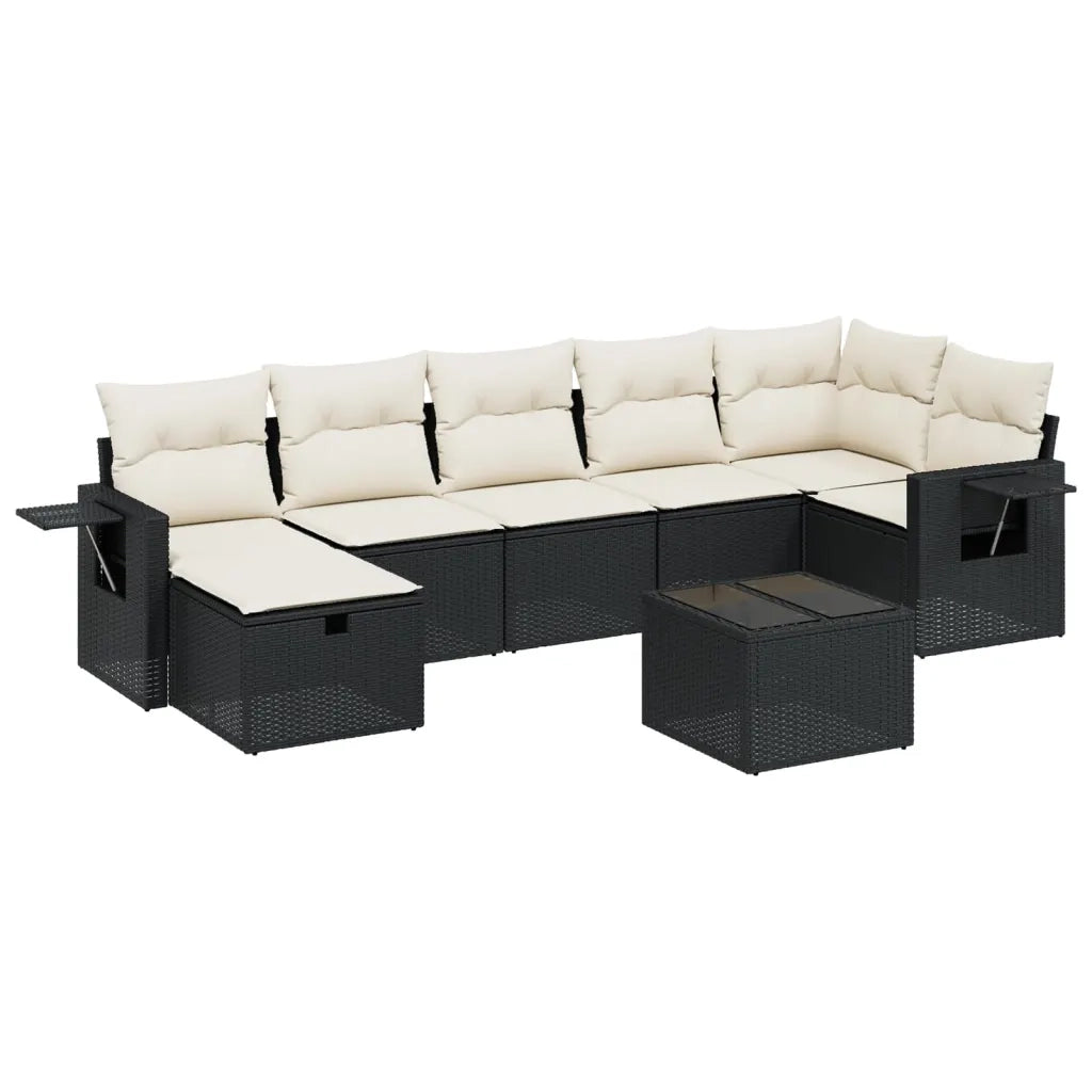 Set Divani da Giardino con Cuscini 8 pz Nero in Polyrattan 3263822