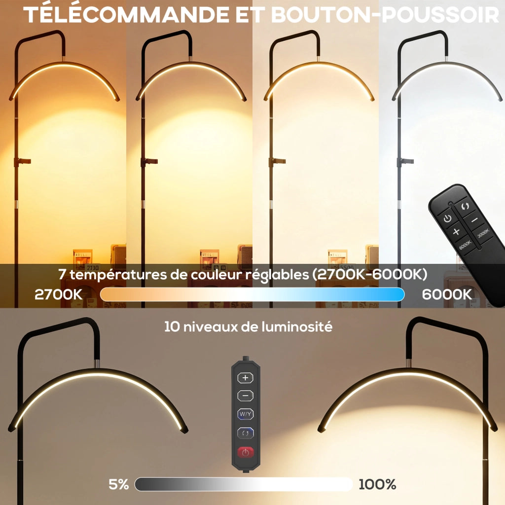 Lampada da terra LED rotativa 350¡ã ¨C Minimal ¨C nero, dimmerabile, 36 W