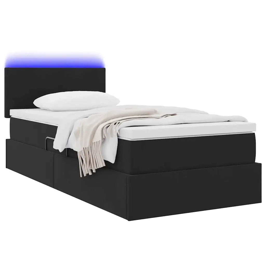 Letto con contenitore e LED con led Nero 90 x 190 cm Velluto 3371303