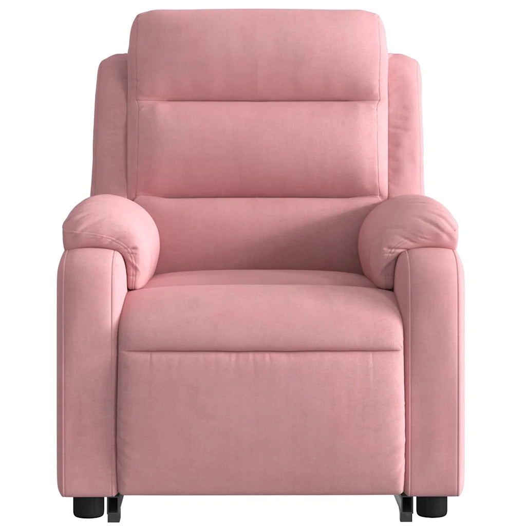 Poltrona Alzapersona Reclinabile Rosa in Velluto 3205096