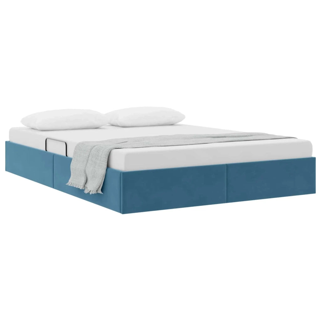 Letto ottomano con archiviazione Blu Scuro 140 x 200 cm Velluto 3442890