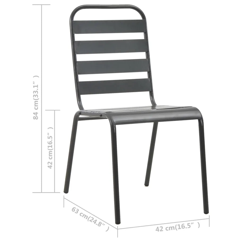 Sedie da Esterno Impilabili 2 pz in Acciaio Grigio 44257