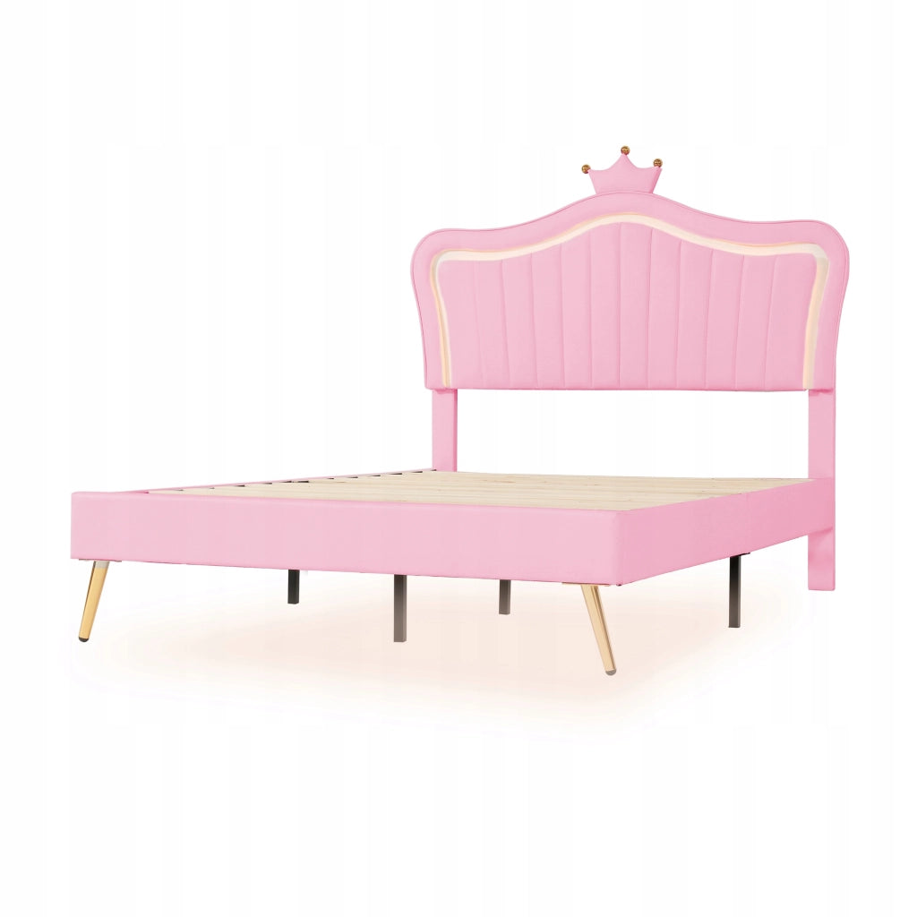 Letto per bambini 140x200 - Xylo - Rosa con illuminazione LED