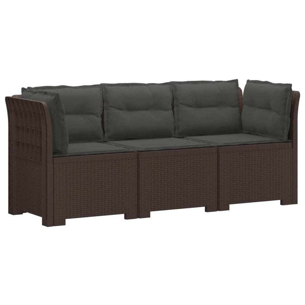 Divano da giardino 3 posti con cuscini in look rattan PP 3443839