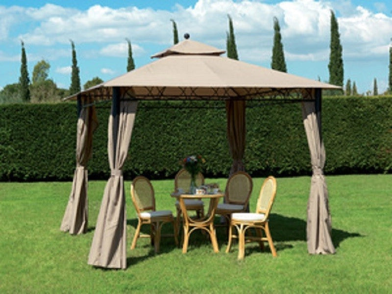 GAZEBO CAIRO STRUTTURA IN ACCIAIO TOP E TELI  BEIGE SCURO MT.3X3