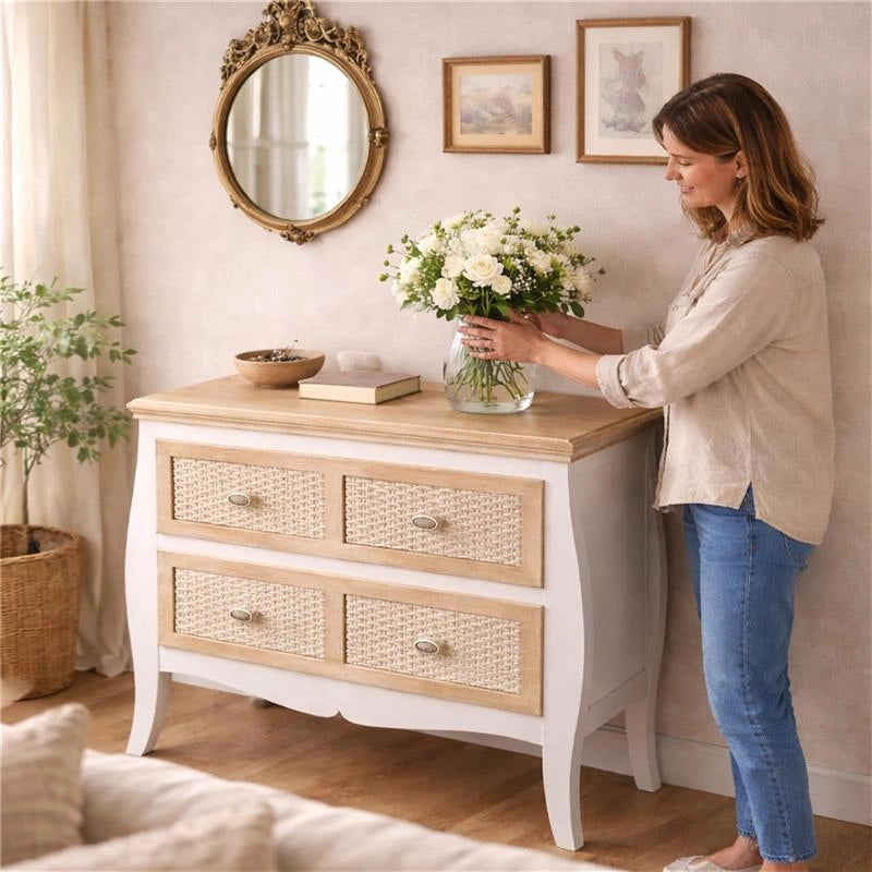 CHARM MOBILETTO CON 4 CASSETTI 77X40X78H CM COLORE BIANCO E CREMA