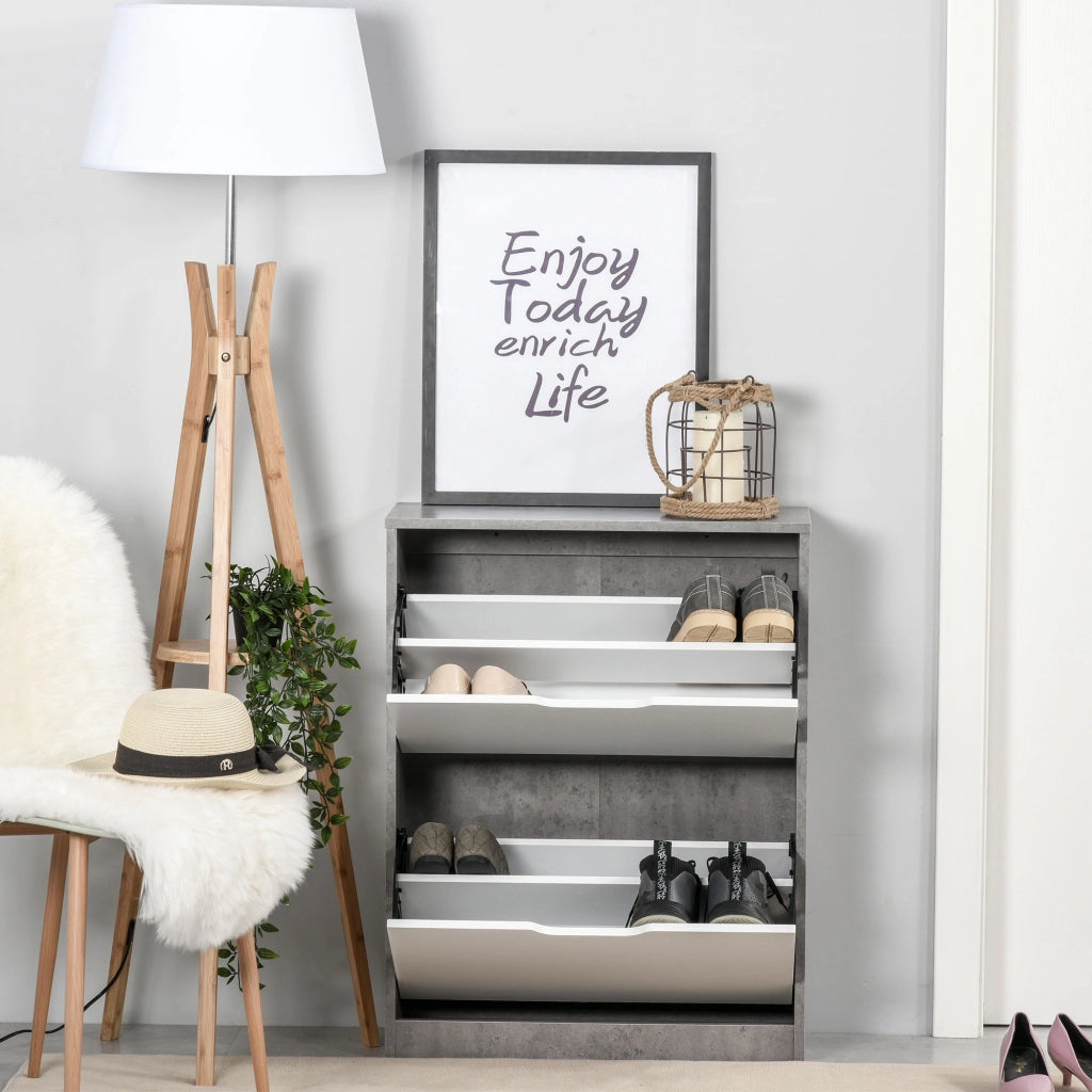 Scarpiera con Cassetti e Ripiani Aggiustabili ¨C Minimal ¨C Grigio 62.5x26x81 cm