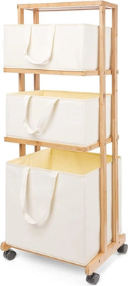 Wascio con Coperchio e 2 Compartimenti - 100L di Bamboe Opportuno e Macchinabile