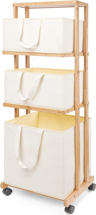 Wascio con Coperchio e 2 Compartimenti - 100L di Bamboe Opportuno e Macchinabile