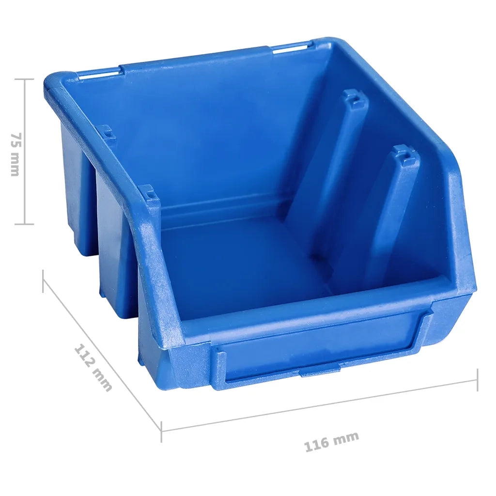 Kit Contenitori 48 pz con Pannelli a Parete Blu e Nero 150805