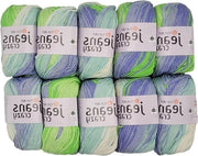 Maglia Jeans Crazy 8208 Lana Cotone Gradiente 10 x 50 g - Verde Blu Crema