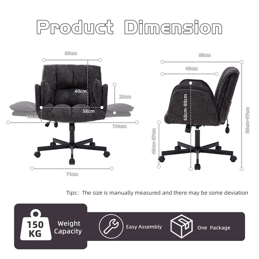 Sedia da Ufficio Girevole con Braccioli Pieghevoli ¨C MINIMAL ¨C Nero, Altezza Regolabile