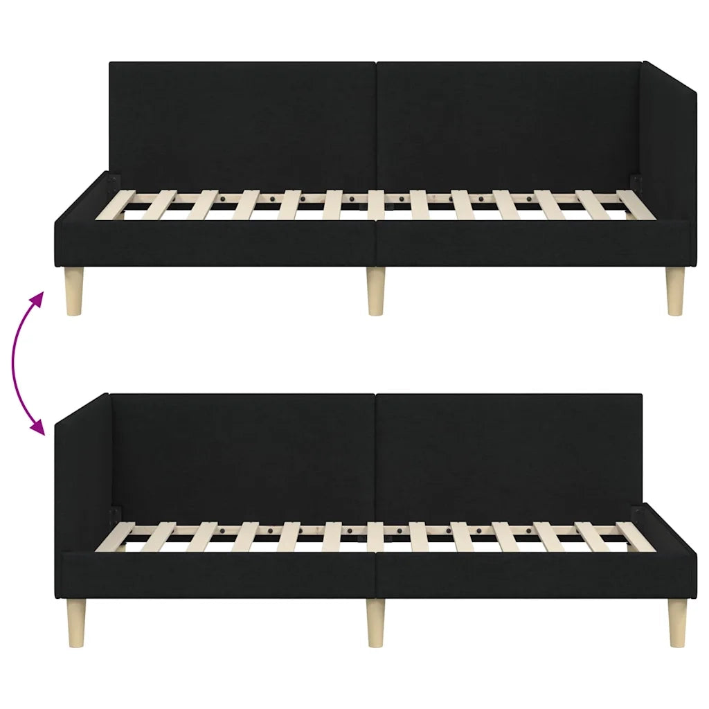 Cornice del letto ad angolo con testiera Nero 100 cm x 200 cm 42016199