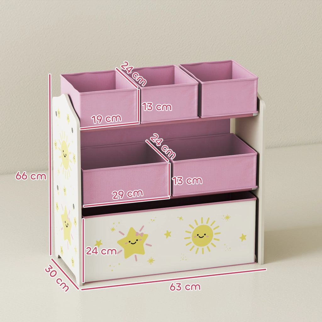 Libreria Porta Giocattoli 3 Livelli con 6 Cesti ¨C Minimal ¨C Rosa