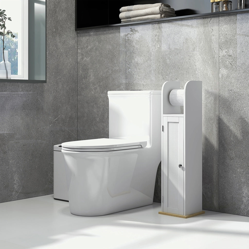 Mobile Bagno Salvaspazio con Portarotolo ¨C Xylo ¨C Bianco 3 Ante 20x20x80 cm