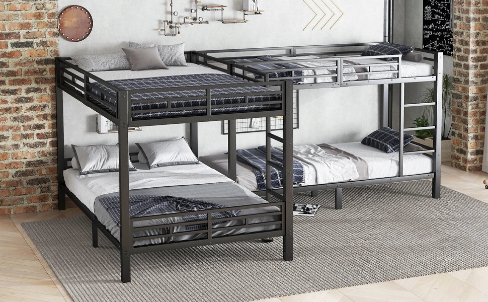 Letto a castello 90x200 e 140x200 - Xylo - Nero, metallo