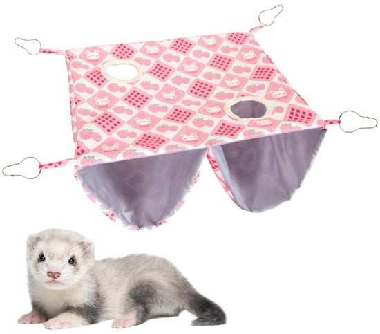 Matassa per Animali con Due Strati di Design - Matassa per Piccoli Animali - Matassa con Ganci in Acciaio Inossidabile - Tenda per Nascondersi e Gioco - Adatta per Frettine, Ratti, Cavi - Matassa per Animali