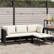 Set Divani da Giardino 4 pz con Cuscini in Polyrattan Nero 313516