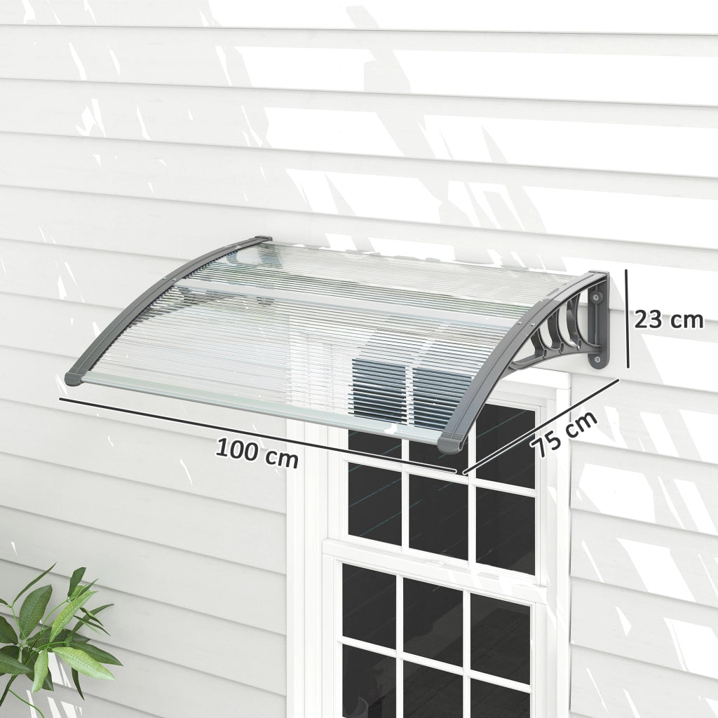 Tettoia Ingresso 100x75x23 cm ¨C Xylo ¨C Metallo Argento Protezione Porta Finestra