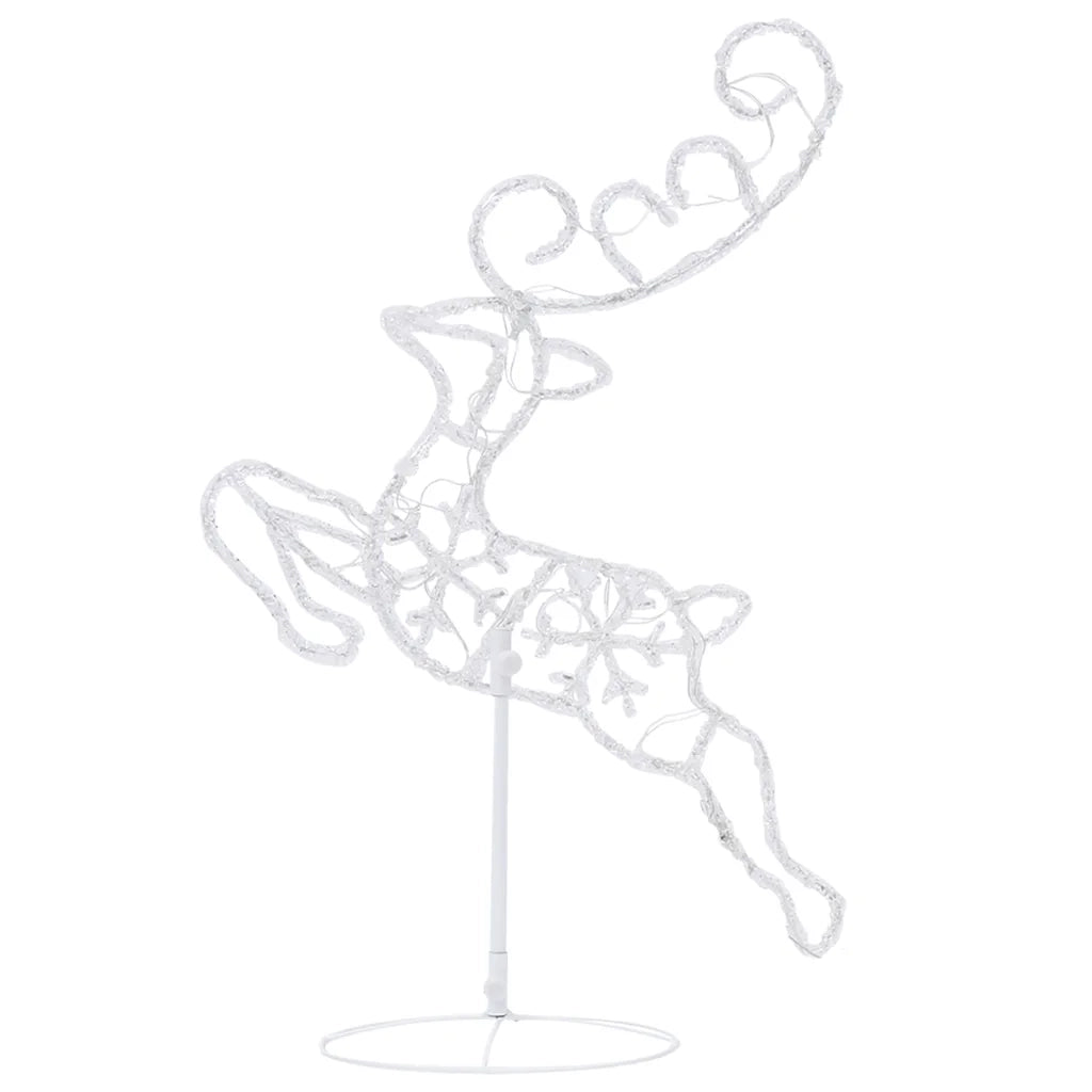 Decorazione Slitta Renne in Acrilico 260x21x87cm Bianco Caldo 328509
