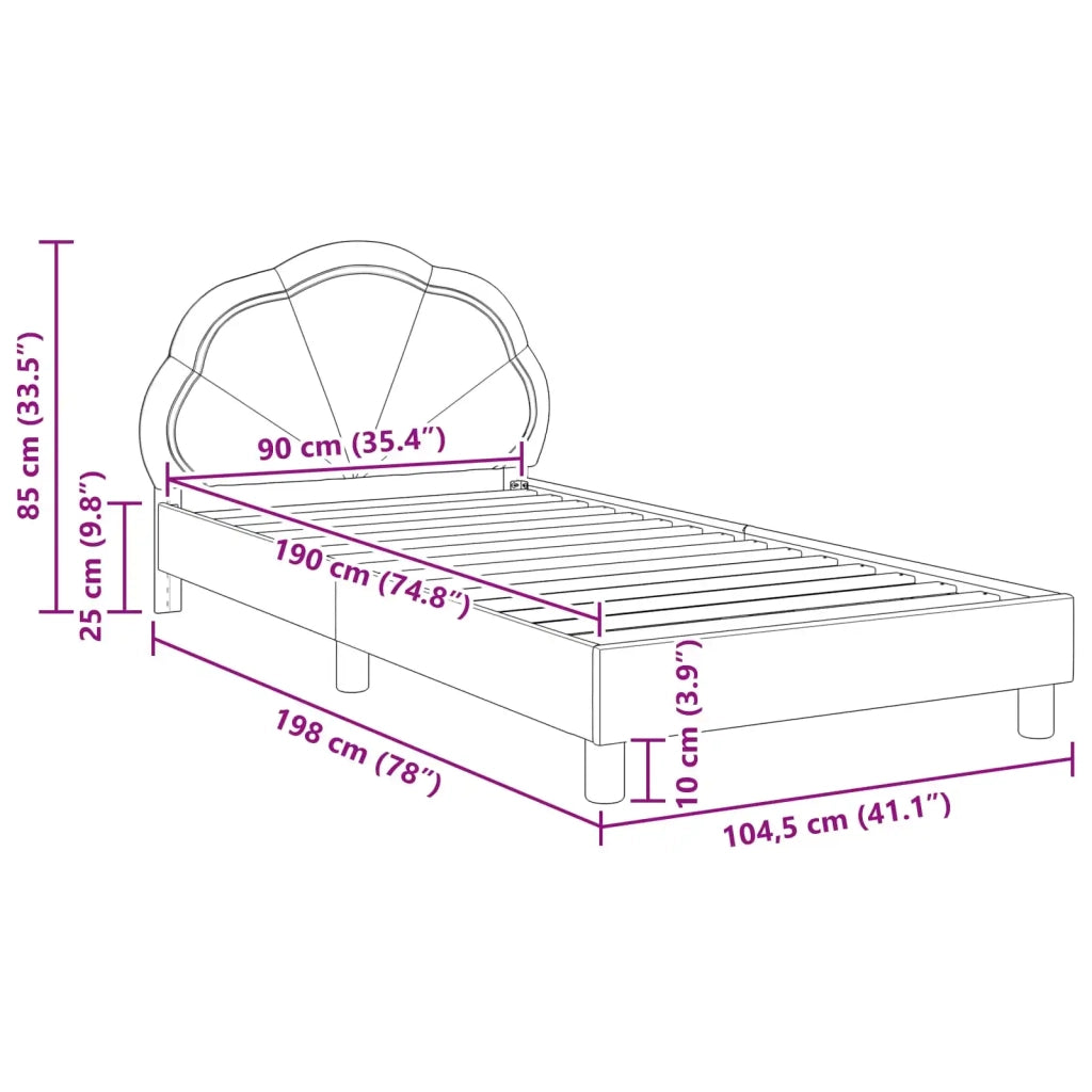 Struttura letto bambini con testata-Giroletto per bambini Nero 90 x 190 cm Velluto 381383