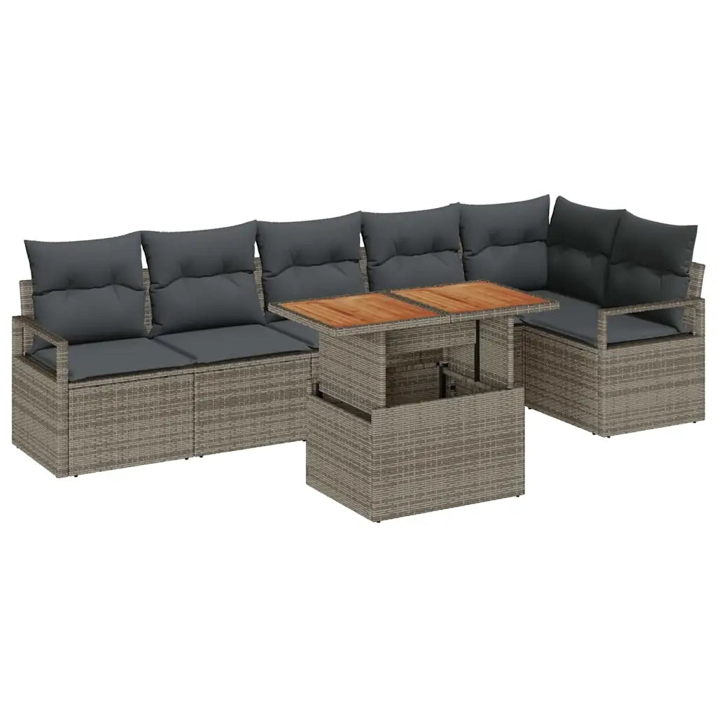 Set Divano da Giardino 7 pcs Grigio Poly Rattan 3358456