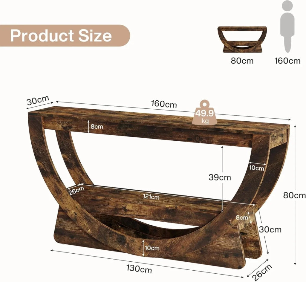 MOBILE TV con 2 ripiani 160x30x80,5 cm MDF Marrone rustico